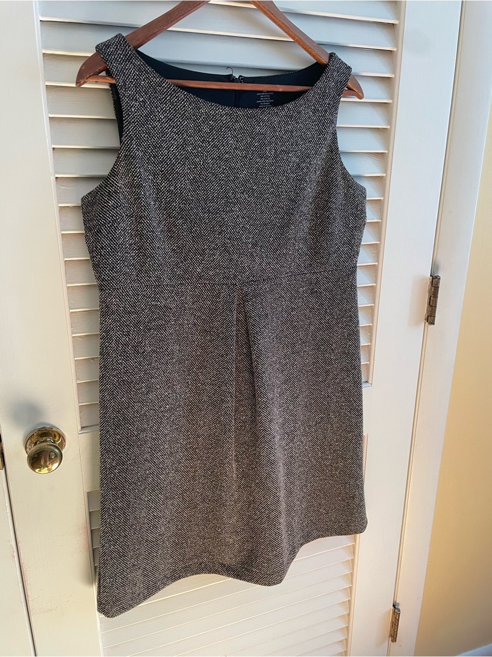 Lands' End Gray Tweed Sleeveless Shift Dress